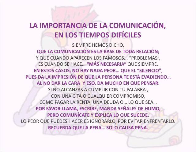 La importancia de la comunicación, en los tiempos difíciles Noviembre 23 de 2012