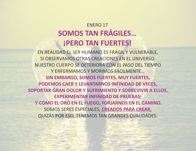 Somos tan fragiles...¡pero tan fuertes! Enero 17 de 2013
